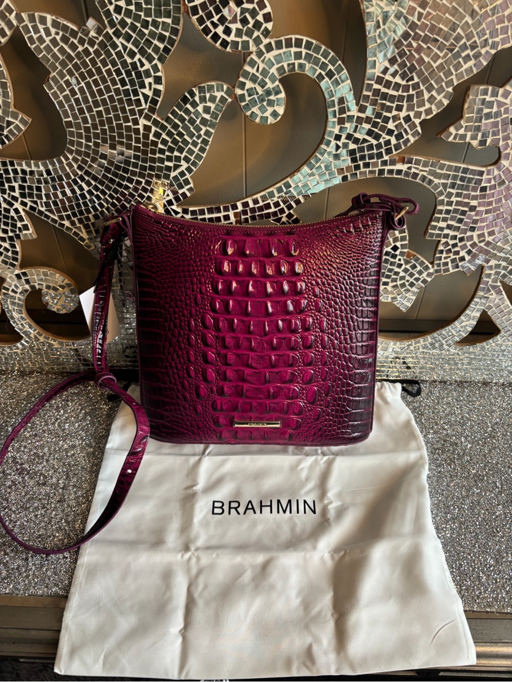 🎀Brahmin Katie Sugar Plumb Melbourne Leather‎ Crossbody